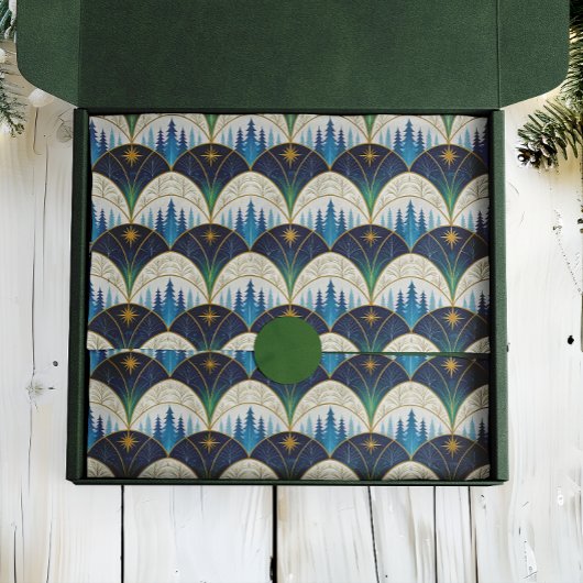 Celestial Art Deco Forest Holiday Tissuepapier