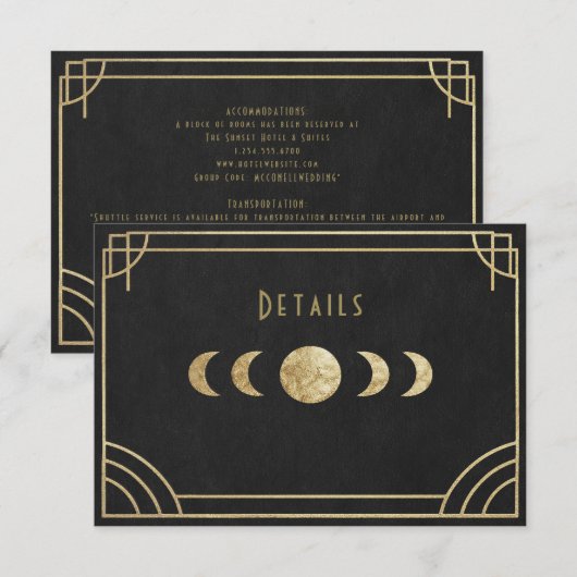 Celestial art deco wedding details card informatiekaartje (Voorkant / Achterkant)
