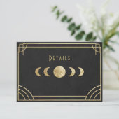 Celestial art deco wedding details card informatiekaartje (Staand voorkant)
