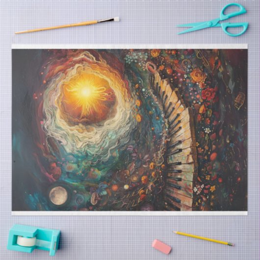 Celestial Art Piano Planeten Sterren Decoupage Tissuepapier (Craft)