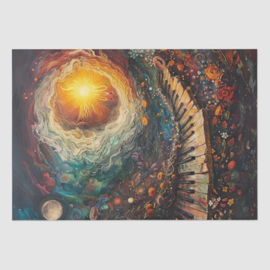 Celestial Art Piano Planeten Sterren Decoupage Tissuepapier (Voorkant)