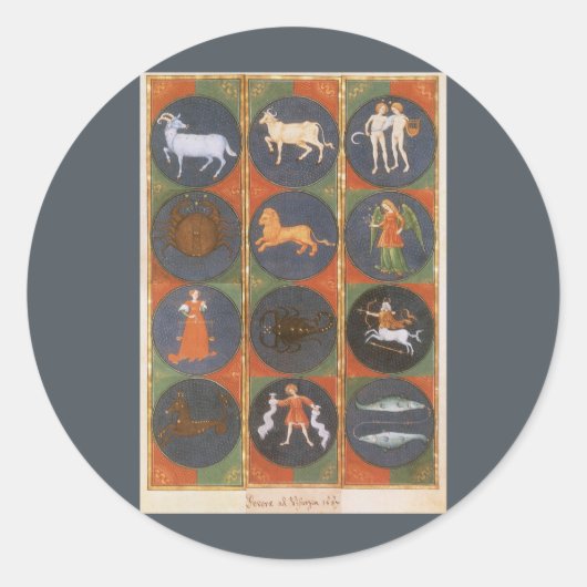  Celestial, Astrological Zodiac Chart, 1475 Ronde Sticker (Voorkant)
