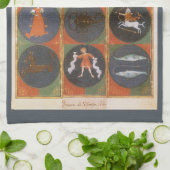  Celestial, Astrological Zodiac Chart, 1475 Theedoek (Gevouwen)