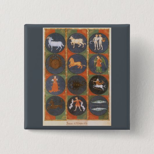  Celestial, Astrological Zodiac Chart, 1475 Vierkante Button 5,1 Cm (Voorkant)