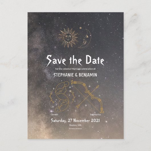 Celestial Astrology Gemini Sagittarius Star Sign Aankondigingskaart (Voorkant)