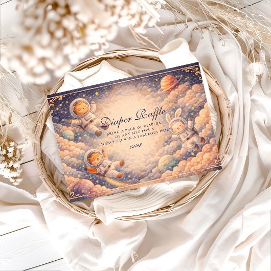 Celestial Astronaut Neutral Space Diapper Raffle Informatiekaartje