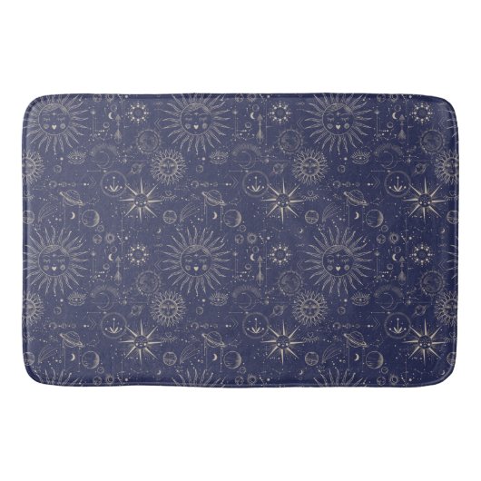 Celestial Astronomy Navy Pattern Badmat (Voorkant)