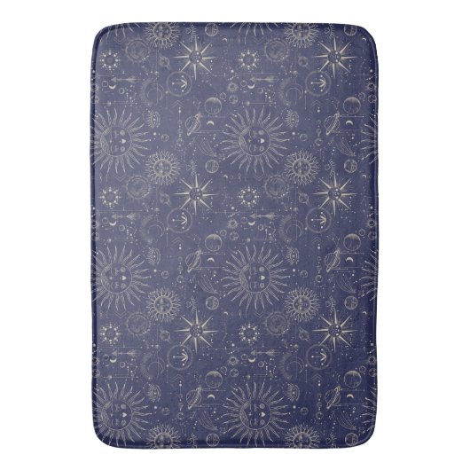Celestial Astronomy Navy Pattern Badmat (Voorkant Verticaal)