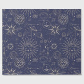 Celestial Astronomy Navy Pattern Cadeaupapier (Vlak)