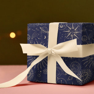 Celestial Astronomy Navy Pattern Cadeaupapier
