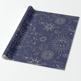 Celestial Astronomy Navy Pattern Cadeaupapier