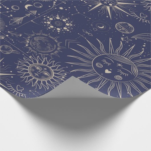 Celestial Astronomy Navy Pattern Cadeaupapier (Hoek)