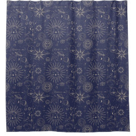 Celestial Astronomy Navy Pattern Douchegordijn