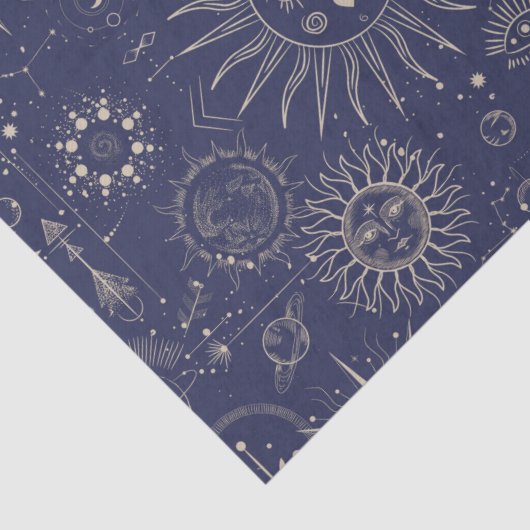Celestial Astronomy Navy Pattern Tissuepapier (Detail)