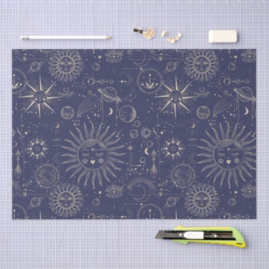 Celestial Astronomy Navy Pattern Tissuepapier (Craft)