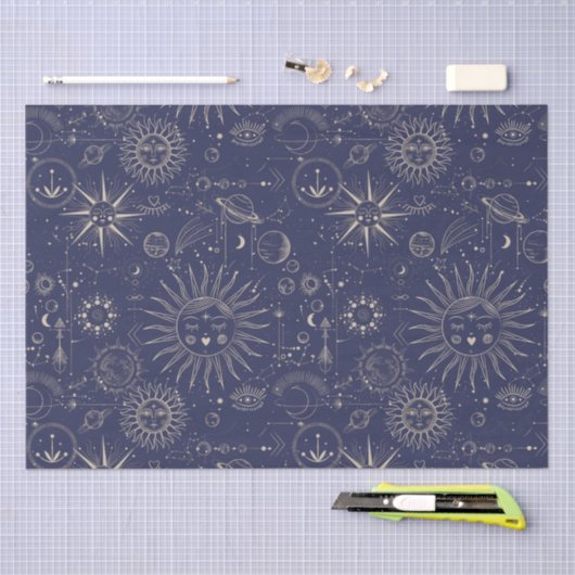 Celestial Astronomy Navy Pattern Tissuepapier (Craft)
