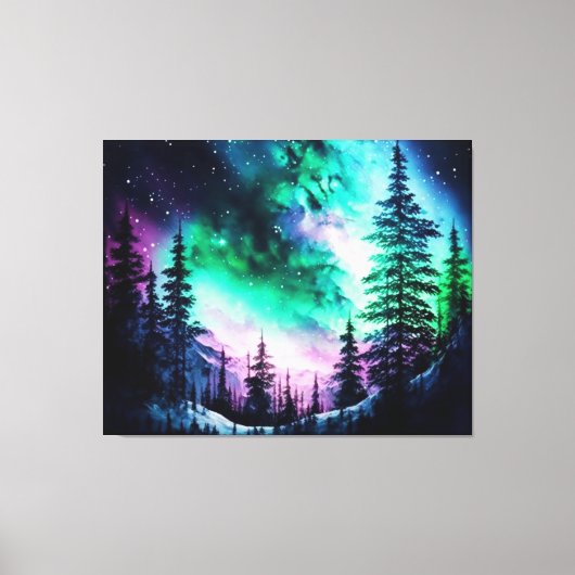 Celestial Aurora Borealis noordelijk licht Canvas Afdruk (Voorkant)