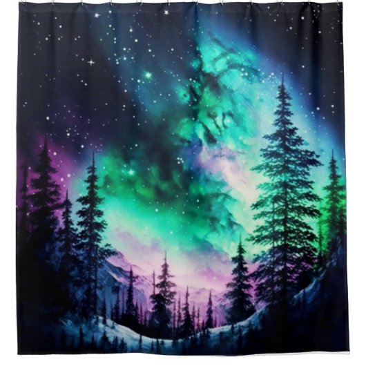 Celestial Aurora Borealis noordelijk licht Douchegordijn (Voorkant)