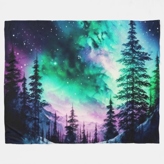 Celestial Aurora Borealis noordelijk licht Fleece Deken (Voorkant (Horizontaal))