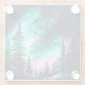Celestial Aurora Borealis noordelijk licht Glazen Onderzetter (Achterkant)
