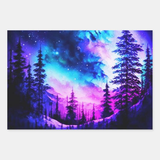 Celestial Aurora Borealis noordelijk licht Inpakpapier Vel (Voorkant 2)