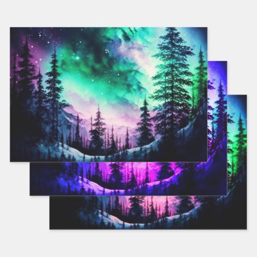 Celestial Aurora Borealis noordelijk licht Inpakpapier Vel (Set)