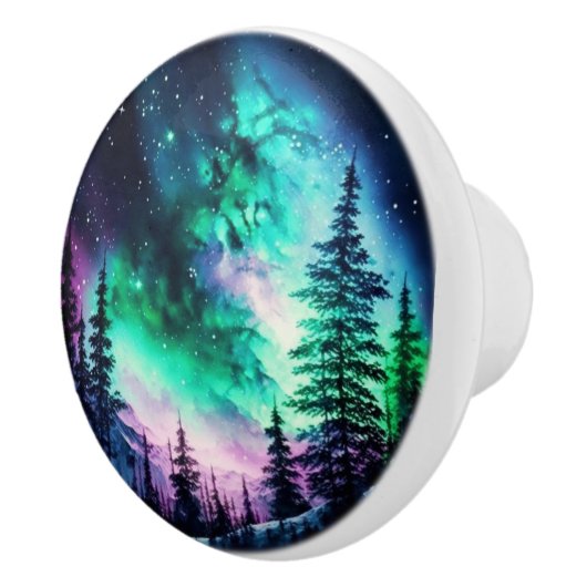 Celestial Aurora Borealis noordelijk licht Keramische Knop (Rechts)