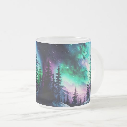 Celestial Aurora Borealis noordelijk licht Matglas Koffiemok (Voorkant rechts)