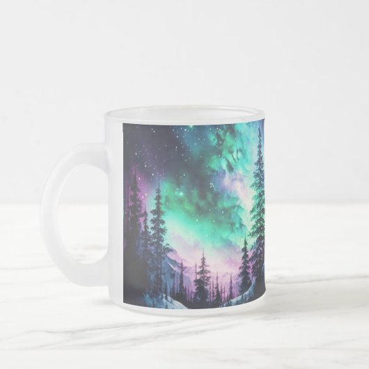 Celestial Aurora Borealis noordelijk licht Matglas Koffiemok (Links)