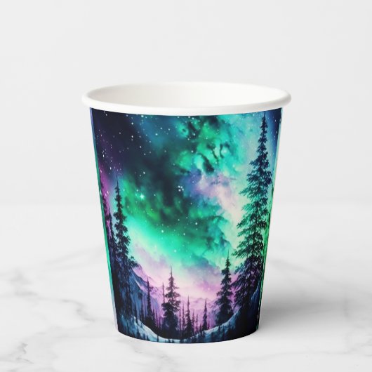 Celestial Aurora Borealis noordelijk licht Papieren Bekers (Achterkant)