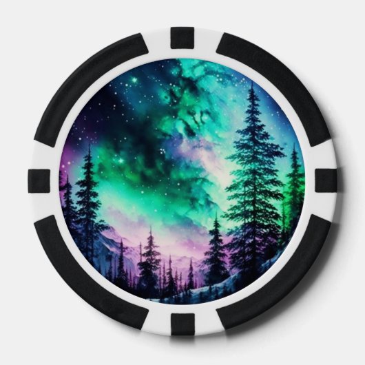 Celestial Aurora Borealis noordelijk licht Poker Chips (Voorkant)