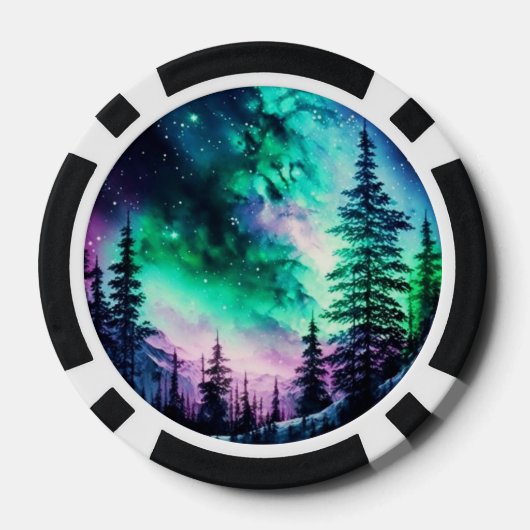 Celestial Aurora Borealis noordelijk licht Poker Chips (Achterkant)