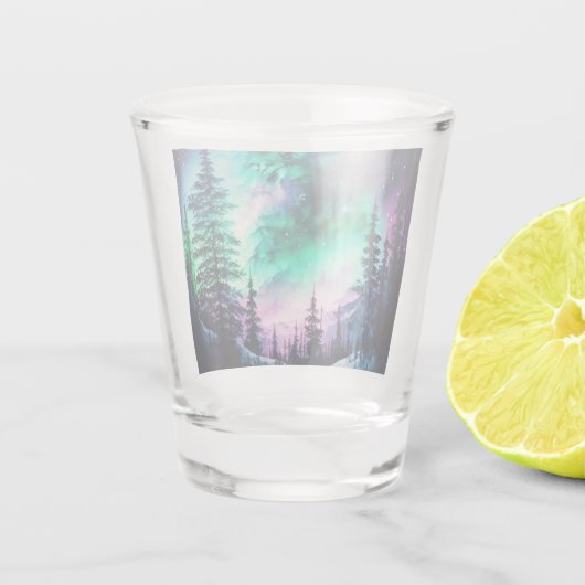 Celestial Aurora Borealis noordelijk licht Shot Glas (Achterkant)