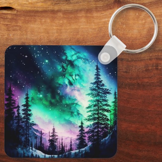 Celestial Aurora Borealis noordelijk licht Sleutelhanger (Achterkant)