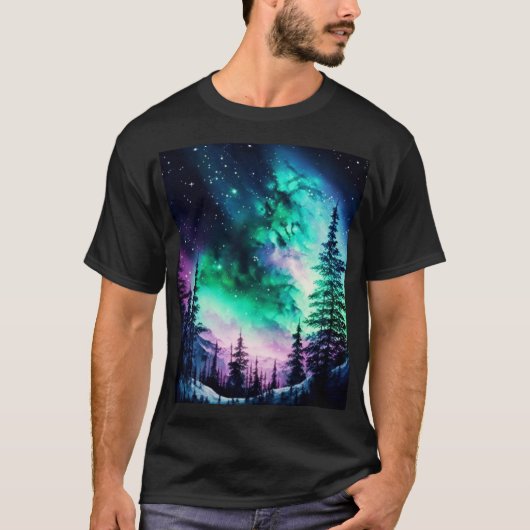 Celestial Aurora Borealis noordelijk licht T-shirt (Voorkant)