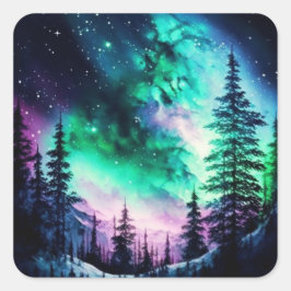Celestial Aurora Borealis noordelijk licht Vierkante Sticker