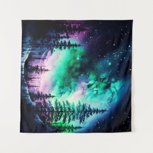 Celestial Aurora Borealis noordelijk licht Wandkleed (Voorkant (horizontaal))