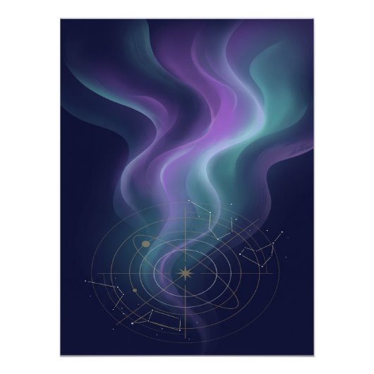 Celestial Aurora Constellation Wall Art Perfect Poster (Voorkant)