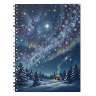 Celestial Aurora & Stars Winter Notebook Notitieboek