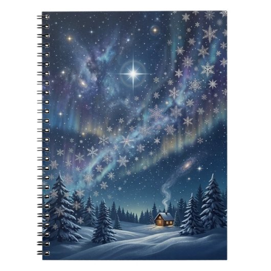 Celestial Aurora & Stars Winter Notebook Notitieboek (Voorkant)