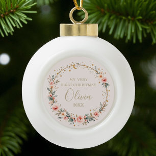 Celestial Baby First Christmas gepersonaliseerd Keramische Bal Ornament