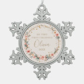 Celestial Baby First Christmas gepersonaliseerd Tin Sneeuwvlok Ornament (Voorkant)