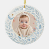 Celestial Baby First Cute Blue Christmas Photo Keramisch Ornament (Voorkant)