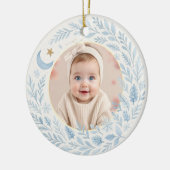 Celestial Baby First Cute Blue Christmas Photo Keramisch Ornament (Links)