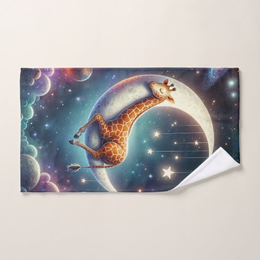 Celestial Baby Giraffe Slapen op Moon & Stars Bad Handdoek (Handdoek)