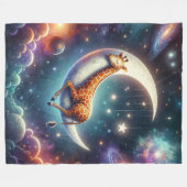 Celestial Baby Giraffe Slapen op Moon & Stars Fleece Deken (Voorkant (Horizontaal))