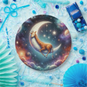 Celestial Baby Giraffe Slapen op Moon & Stars Papieren Bordje (Feest)