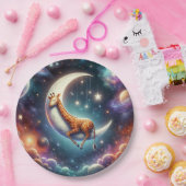 Celestial Baby Giraffe Slapen op Moon & Stars Papieren Bordje (Feest)