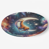 Celestial Baby Giraffe Slapen op Moon & Stars Papieren Bordje (Gekanteld)