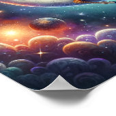 Celestial Baby Giraffe Slapen op Moon & Stars Poster (Hoek)